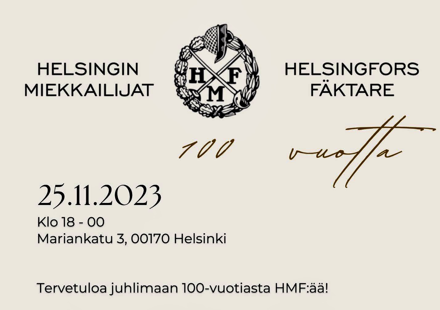 Read more about the article HELSINGIN MIEKKAILIJAT – 100 VUOTTA